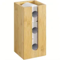 1pc Bamboo Storage Box On Toilet Paper, Narrow Free Standing Holder On Toilet Paper, Organizer On WiFi To Bathroom, Possibility of Saving 3 rolls Toilet paper, Bathroom Accessories