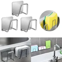 1/2/3/5pc Stainless steel sponge holder, kitchen organizer, wall hooks, storage accessories