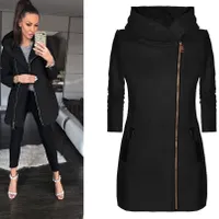 Casual colourful hooded coat with regular sleeves and side zip for women