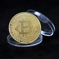 Suvenir creativ - monedă Bitcoin placată cu aur