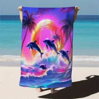 Plážový ručník s delfínem - extra velký, savý, 3 velikosti