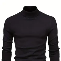 Men's free time warm sweater with a mild stretcher and collar to roll over