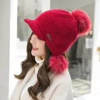 Women's furry hat with visor