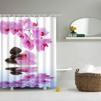 Shower curtain with plant motif