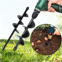 Garden soil auger for digging holes for planting flowers