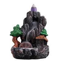 Aromalampa with running smoke Small decoration with smoke waterfall Stand for scented cones Cadillac with reverse smoke Scented fireplace with motif water wheel 10 x 9 x 11,5 cm