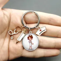 Original keychain with motif of doctors and nurses