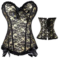 Original corset with lace Colette - black