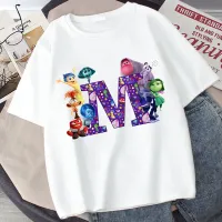 Stylish children's T-shirt printed with letters and characters from the fairy tale Inside Out 2 - Inside Out 2