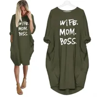 Rochie stilată tip tricou WIFE MOM BOSS