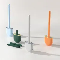 Silicone brush for cleaning toilet bowl with holder