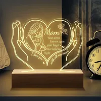 Personalizovaná akrylová nočná lampa pre mamičku od dcéry, syna a manželky - USB LED lampa s nízkou spotrebou energie, ideálny darček na Vianoce, narodeniny, svadbu a výročie