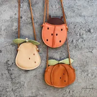 Baby mini crossbody purse with motif pumpkin / pears / ladybugs