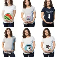 Funny pregnant T-shirts with printing on tummy