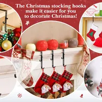 6 pieces Christmas stocking hooks Adjustable stocking hangers Non-slip safety stocking hooks