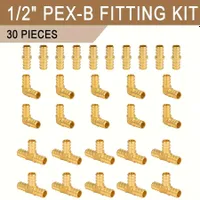 30ks PEX Fitinky 1/2 palca 10ks Direct Clutch, 10ks Knee, 10ks Tee Neolovnaté Brass, Krimping PEX-B (ASTM F1807) Konektor Fit 1/2 palca PEX-A/B/C Tube