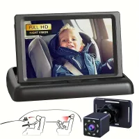 Baby Monitor Auto 5 inch Display, Camera de Monitorizare, Monitor pentru cărucior, Display pentru Baby Monitor cu 1,3 Milioane de Imagini, Ultra HD