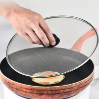 Gyakorlati rozsdamentes acél szita fedő serpenyő ellen sizzling olaj - univerzális méret