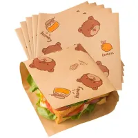 25 bucăți foi/ambalaje de hârtie pentru sandvișuri - rezistente la ulei, potrivite pentru alimente, pungi de ambalat pentru hamburgeri, produse de patiserie