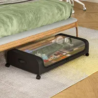 Large storage bag under bed for blankets with wheels and transparent window