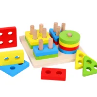 Drewniana zabawka edukacyjna dla dzieci - geometryczne kształty