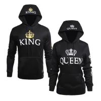 Moda casual hoodie z długimi rękawami dla par KING & QUEEN
