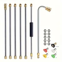 7pcs/set Extension Rod Set High Pressure Cleaners With 5 nozzles, Replaceable Improved Powered Washing Rod, Roof Cleaner Accessories For Washing Windows, Irrigation Equipment, 4000PSI