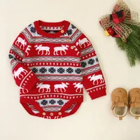 Dětský pletený overal s vánočním potiskem pro miminka na podzim a zimu
