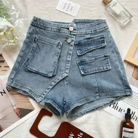 Women's luxury comfortable original shorts with high waist with interesting pockets