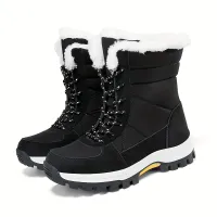 Bottes Thermiques pour la Neige avec Doublure en Fleece, Bottes Extérieures Antidérapantes et Imperméables, Bottes Mi-Mollet Résistantes à l'Usure