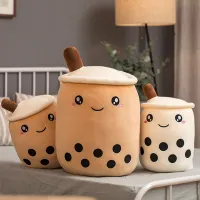 Teddy pillow in the shape of a cup with a cute face