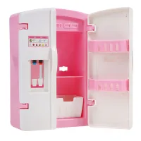 Stylish miniature American doll fridge - pink and white variant Inti