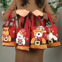Vianočná taška s tématikou Santa Claus, snehuliak a soby, vhodné ako darčeková taška
