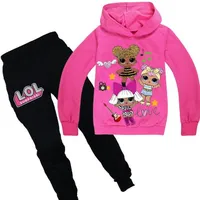 Girls set of sweatpants and hoodie with long sleeves and hood