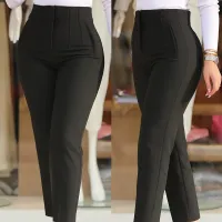 Elegant high-waisted trousers for women, monochrome and suitable for everyday wear