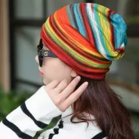 Autumn and winter knit cap with flannel lining