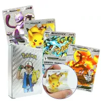 Paquet de cartes Pokémon GX VMax VStar EX Cartes Pokémon brillantes Cartes à collectionner Pokémon Ensemble de cartes à jouer, argent, 55 pièces