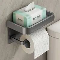 Suport pentru hârtie igienică cu raft - Suport de hârtie igienică pentru baie, distribuitor de hârtie de perete, raft de baie pentru hârtie, accesorii de baie, spațiu de depozitare și organizare în baie