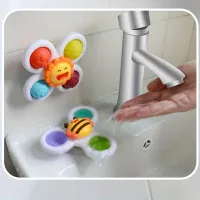 3 pièces Jouets de Bain avec Ventouses pour Tout-Petits - Tournent pour Amusement et Développement des Sens