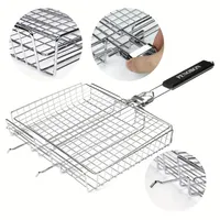 1pcs, Barbecue Basket, Barbeque Basket On Fish, Barbeque Basket On Fish, Stainless steel Barbeque Basket On Meat, Steaks, Shrimp, Vegetables, Boilers, Barbeque Basket For Outdoor Picnic, Accessories Barbeque, Accessories Barbeque