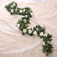 Hanging artificial flowers - garland with roses
