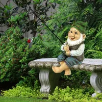 Garden decoration gnome fisherman