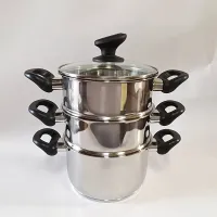 Steam pot 1 set with hardened glass lid and refractory handles, multifunctional dishes for home kitchen