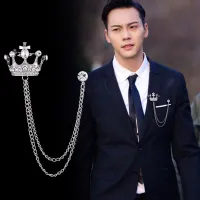 Luxus férfi bross koronával Royal