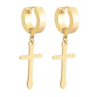 Men's earrings - Rings with cross - 3 colors