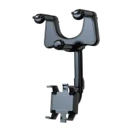 Adjustable Rotating Phone and GPS Holder for Rearview Mirror in a Car