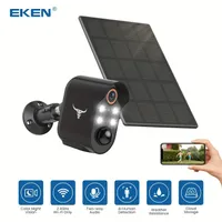 Wireless outdoor camera with battery and solar panel, 1080P video, smart detection of people and movement, two-way sound, color night vision, cloud storage, 2.4G Wi-Fi