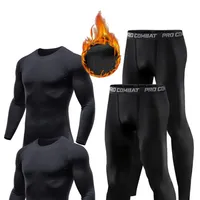 Ensemble de sous-vêtements thermocompressifs pour homme 4 pièces pour l'automne et l'hiver - Respirant et élastique pour l'entraînement en extérieur, le cyclisme et la course