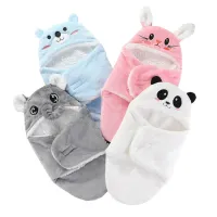 Cute winter roll sleeping bag for newborns made of wool with cartoon hood