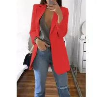 Women's oversized blazer coat in one color with long sleeve for leisure and office